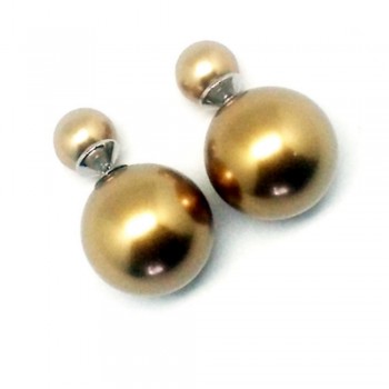 Gold Double Pearl Studs